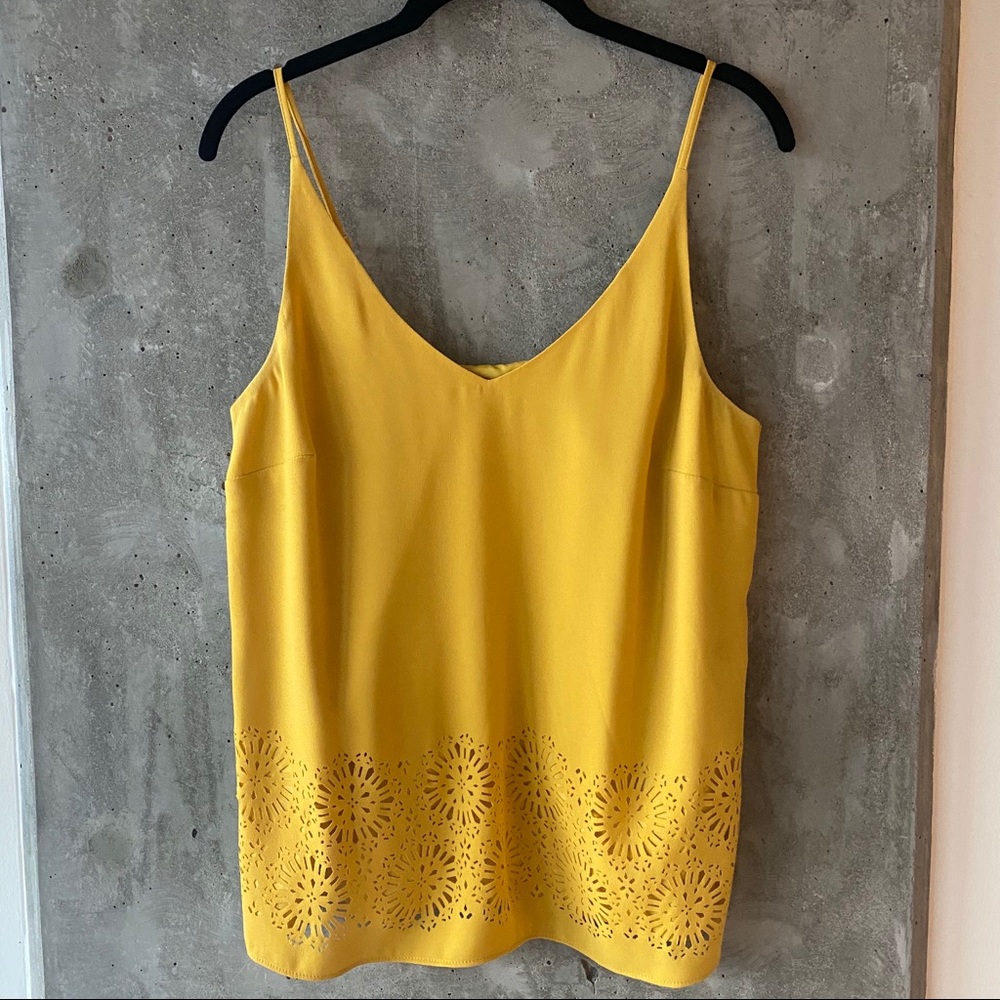Banana Republic Mustard Yellow Laser Cut Camisole